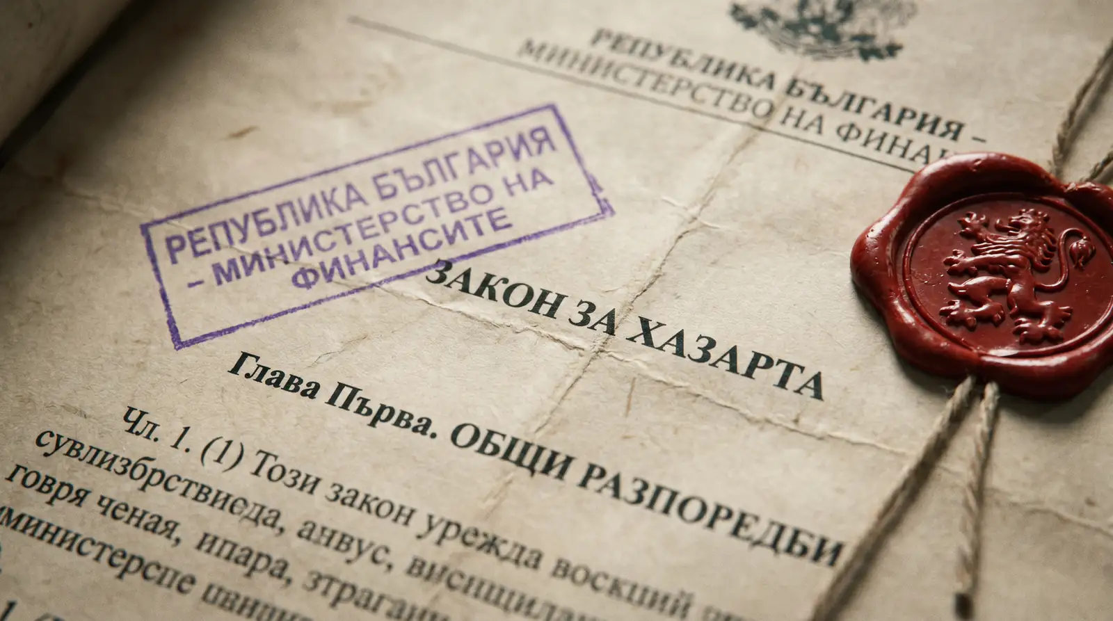 Закон за хазарта на България с печат и подпис